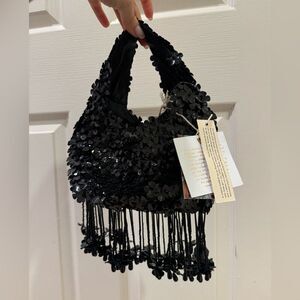 Elegant Black Sequin Handbag